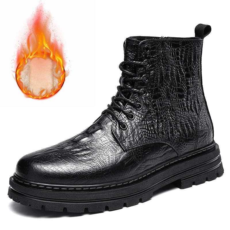 Мужские высокие ботинки из искусственной кожи с тисненым узором, на толстой подошве, удобные, нескользящие, мотоциклетные ботинки, размеры 37-48
Мужские высокие ботинки из искусственной кожи с тисненым узором, на толстой подошве, удобные, нескользящие, мотоциклетные ботинки, размеры 37-48