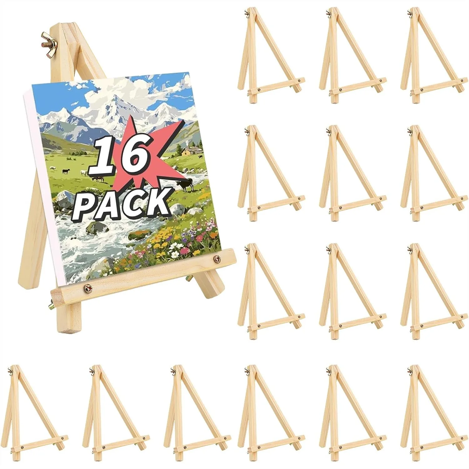 16 Pack 9 Inch Easel for Painting, Wooden Stand for Tabletop Display, Foldable Art Easel for Artists Students
16 Pack 9 Inch Easel for Painting, Wooden Stand for Tabletop Display, Foldable Art Easel for Artists Students