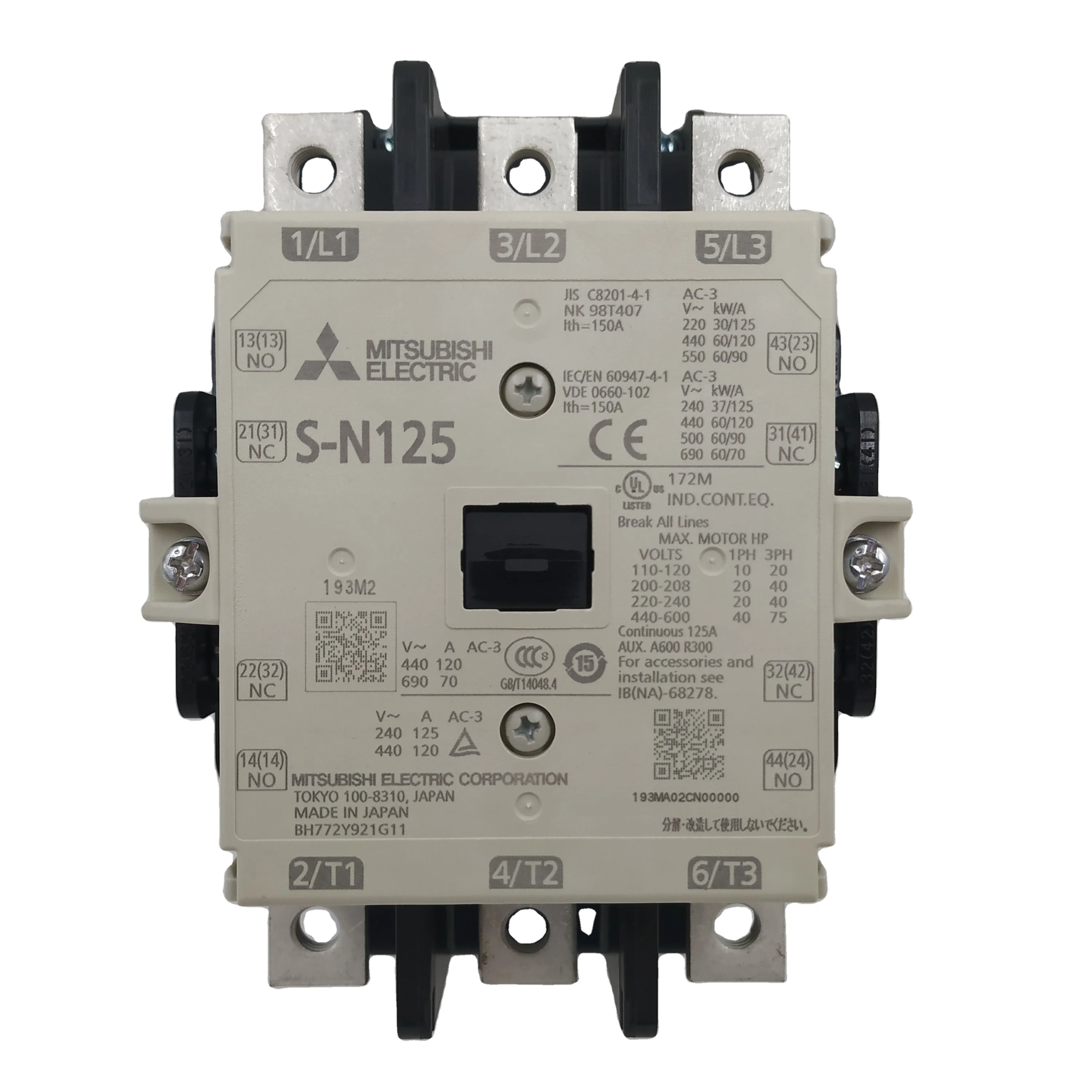 Magnetic Contactor MS-N Series MS-N SERIES MAGNETIC CONTACTOR S-N125 200-240 V 50HZ/60HZ
Magnetic Contactor MS-N Series MS-N SERIES MAGNETIC CONTACTOR S-N125 200-240 V 50HZ/60HZ