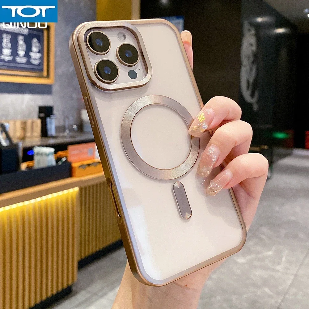 Titanium Gold For Magsafe Plating Matte Clear Case For iPhone 16 15 14 13 12 11 Pro Max Plus Magnetic Wireless Charge Soft Cover
Titanium Gold For Magsafe Plating Matte Clear Case For iPhone 16 15 14 13 12 11 Pro Max Plus Magnetic Wireless Charge Soft Cover