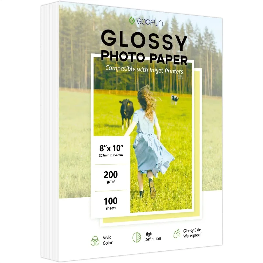 100 Sheets Glossy Photo Paper 8x10 200GSM 54LB Inkjet Printer Paper for Dye Ink
100 Sheets Glossy Photo Paper 8x10 200GSM 54LB Inkjet Printer Paper for Dye Ink