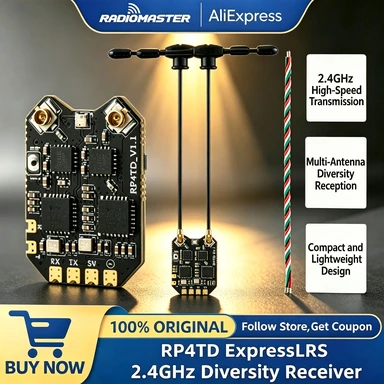 Radiomaster RP4TD ExpressLRS 2.4GHz Diversity Receiver Nano Receiver Built in WIFI TCXO
Radiomaster RP4TD ExpressLRS 2.4GHz Diversity Receiver Nano Receiver Built in WIFI TCXO