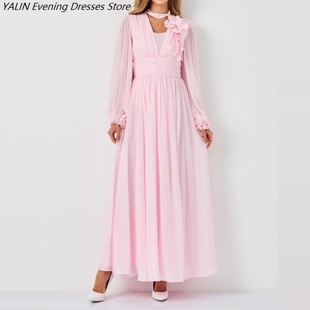 Women's A-line Evening Dresses Ankle-length O-neck Full Sleeve Prom Dresses Fashion Flowers Beading Draped Customized Gowns
Women's A-line Evening Dresses Ankle-length O-neck Full Sleeve Prom Dresses Fashion Flowers Beading Draped Customized Gowns
