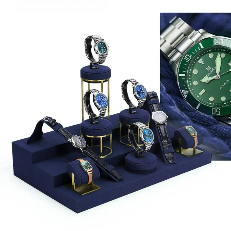 Blue microfiber metal watch display props, live streaming display window, watch bracket, jewelry display rack
Blue microfiber metal watch display props, live streaming display window, watch bracket, jewelry display rack