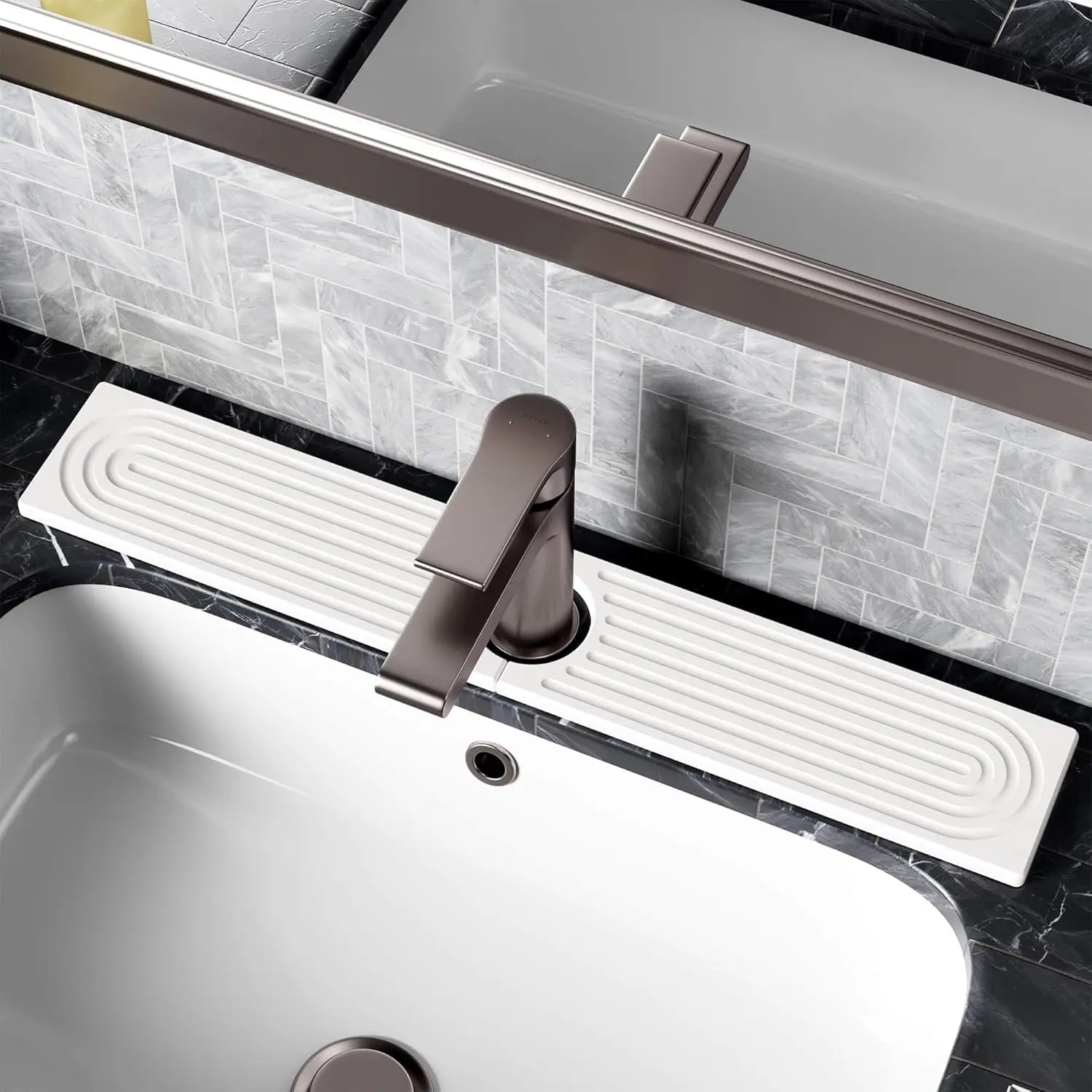 Fast-Drying Diatomite Faucet Mat for Kitchen Sink, 23.6"x4" White Stone Tray
Fast-Drying Diatomite Faucet Mat for Kitchen Sink, 23.6"x4" White Stone Tray