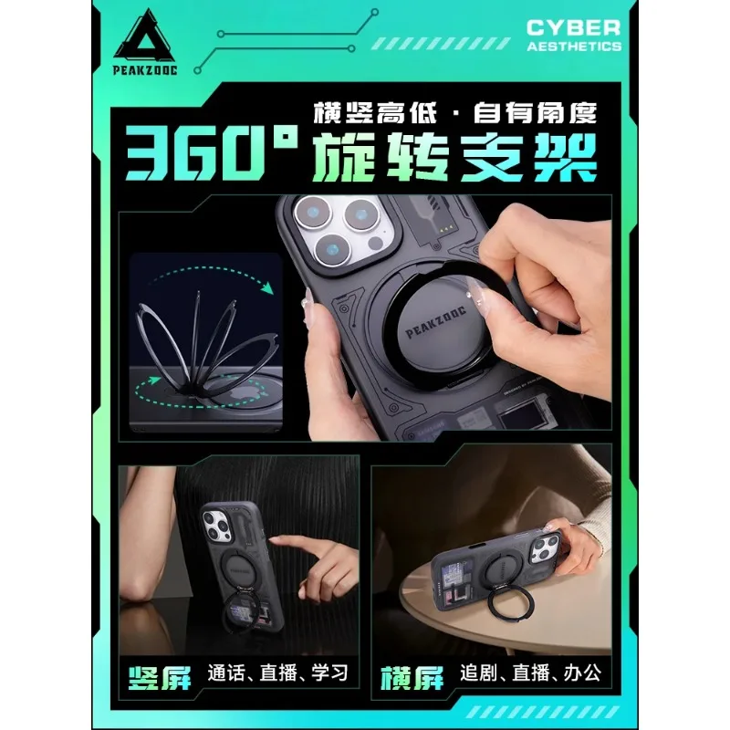 Чехол для телефона Peakzooc Cyberpunk, магнитный кронштейн для притяжения, SIM-карта/SD/TF/карта памяти, менеджер хранения для IPhone16 ProMax, подарок 
Чехол для телефона Peakzooc Cyberpunk, магнитный кронштейн для притяжения, SIM-карта/SD/TF/карта памяти, менеджер хранения для IPhone16 ProMax, подарок
