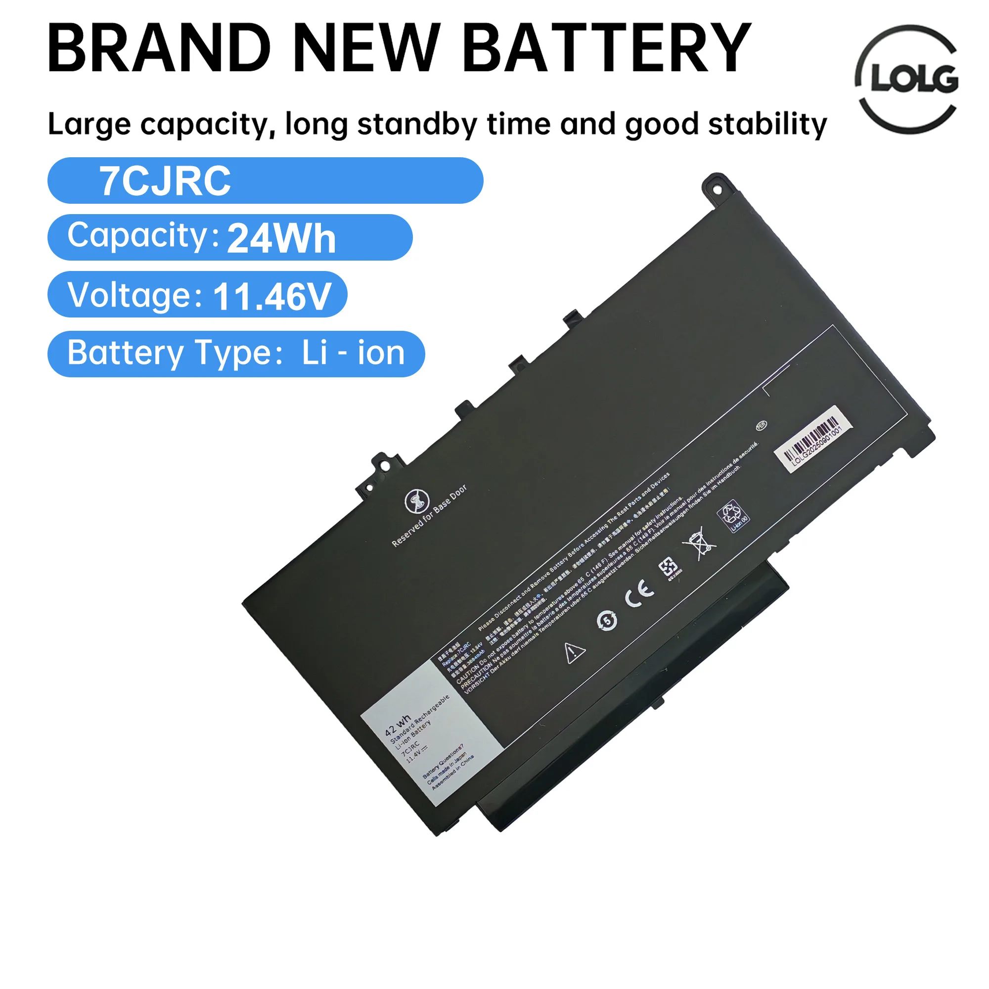7CJRC Laptop Battery 11.4V 42WH for Dell Latitude E7470 E7270 Series 451-BBSW 451-BBWR 21X15 579TY PDNM2 Etc.
7CJRC Laptop Battery 11.4V 42WH for Dell Latitude E7470 E7270 Series 451-BBSW 451-BBWR 21X15 579TY PDNM2 Etc.