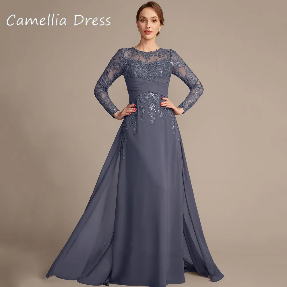 Customized Formal Mother Dress Elegant Appliques A Line Full Sleeve Wedding Party Gowns For Bride Chiffon Gray Bridal Dresses
Customized Formal Mother Dress Elegant Appliques A Line Full Sleeve Wedding Party Gowns For Bride Chiffon Gray Bridal Dresses