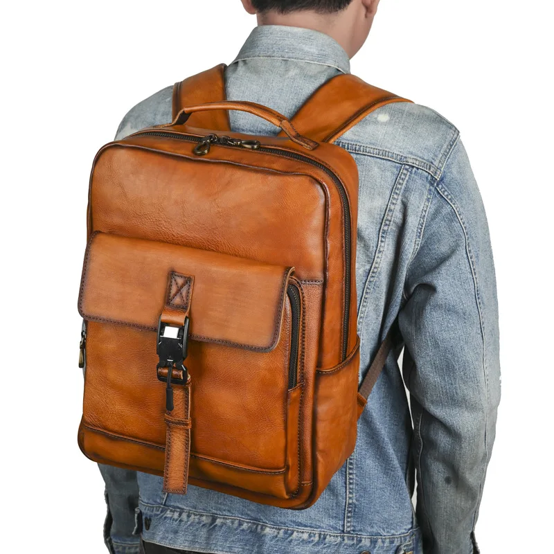 New Genuine Leather Backpack for Men with Laptop Compartment Business Casual Travel Backpack Vegetable Tanned Modern Rucksack
New Genuine Leather Backpack for Men with Laptop Compartment Business Casual Travel Backpack Vegetable Tanned Modern Rucksack