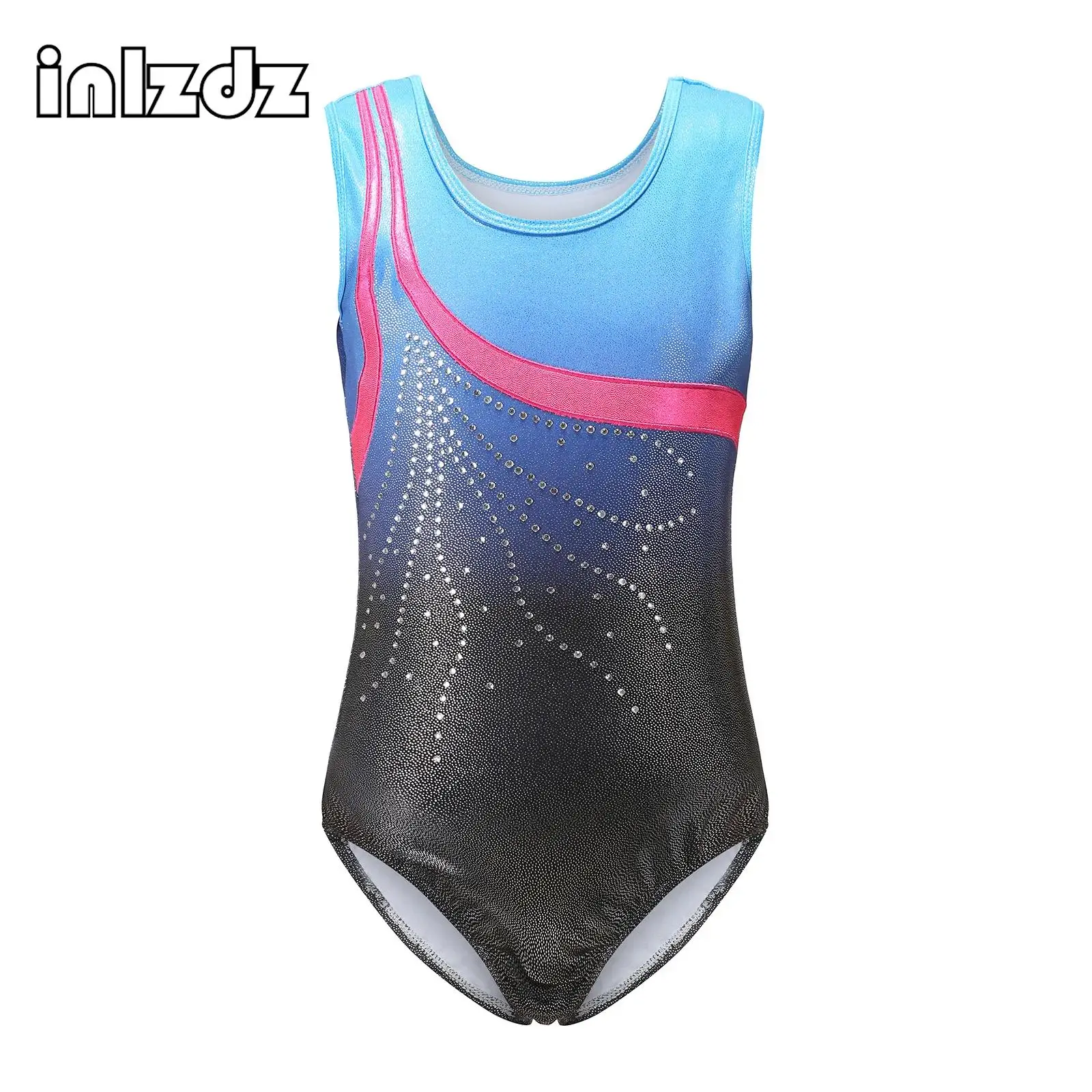 Kids Girls Gymnastics Sleeveless Leotard Color Block Shiny Rhinestones Metallic Bodysuit For Dance Training Stage Performance
Kids Girls Gymnastics Sleeveless Leotard Color Block Shiny Rhinestones Metallic Bodysuit For Dance Training Stage Performance
