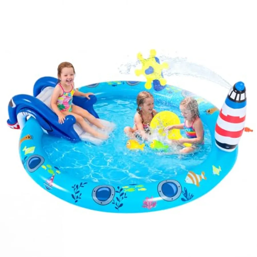 Inflatable Kiddie Pool Oval Wading Swimming Pool with Slide Sprinkle Outdoor Summer Playhouse Inflatable Shark Slide Water Park
Inflatable Kiddie Pool Oval Wading Swimming Pool with Slide Sprinkle Outdoor Summer Playhouse Inflatable Shark Slide Water Park