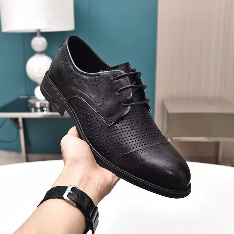 Summer 2023 new men's three-joint business leather shoes, top layer cowhide breathable shoes, low-top lace-up hole shoes
Summer 2023 new men's three-joint business leather shoes, top layer cowhide breathable shoes, low-top lace-up hole shoes