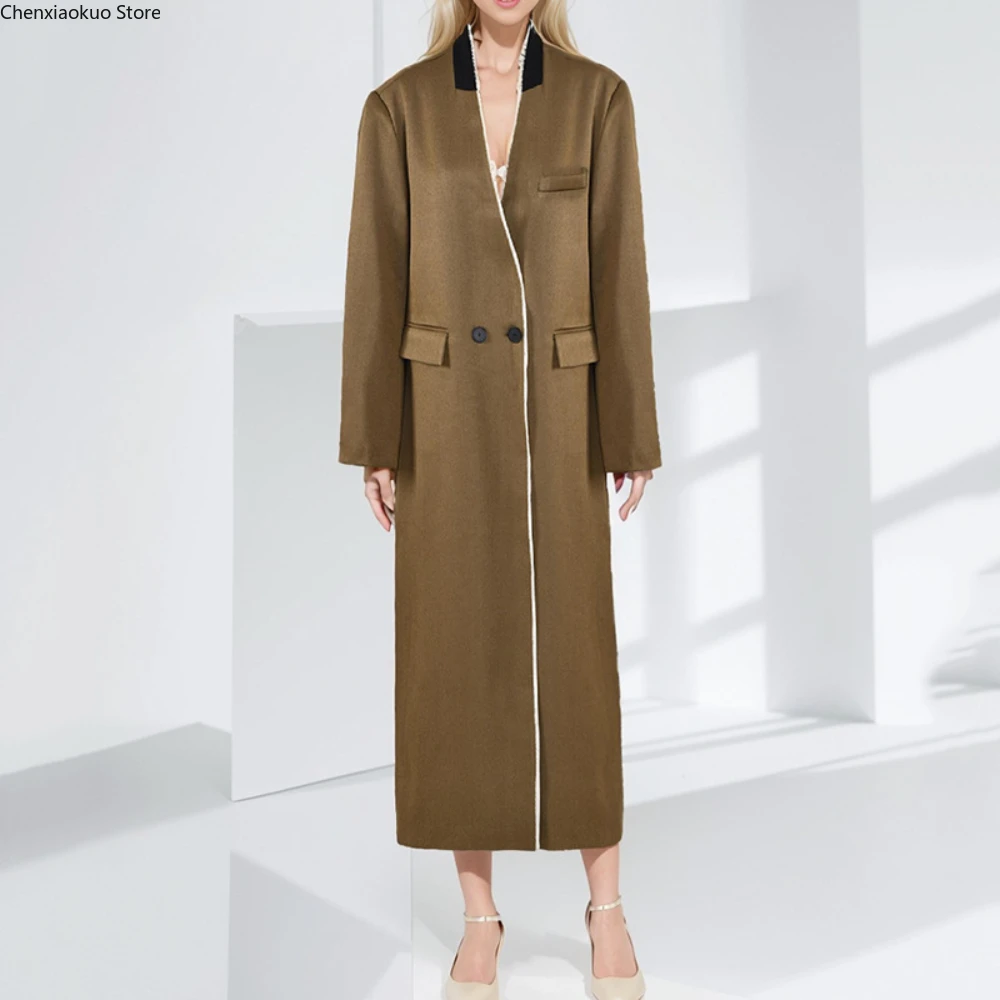 High-end V-Neck Solid Women Long Coat Fashion Two Buttons Casual Daily Office Blazer Latest Design Elegant Jacket One Piece
High-end V-Neck Solid Women Long Coat Fashion Two Buttons Casual Daily Office Blazer Latest Design Elegant Jacket One Piece