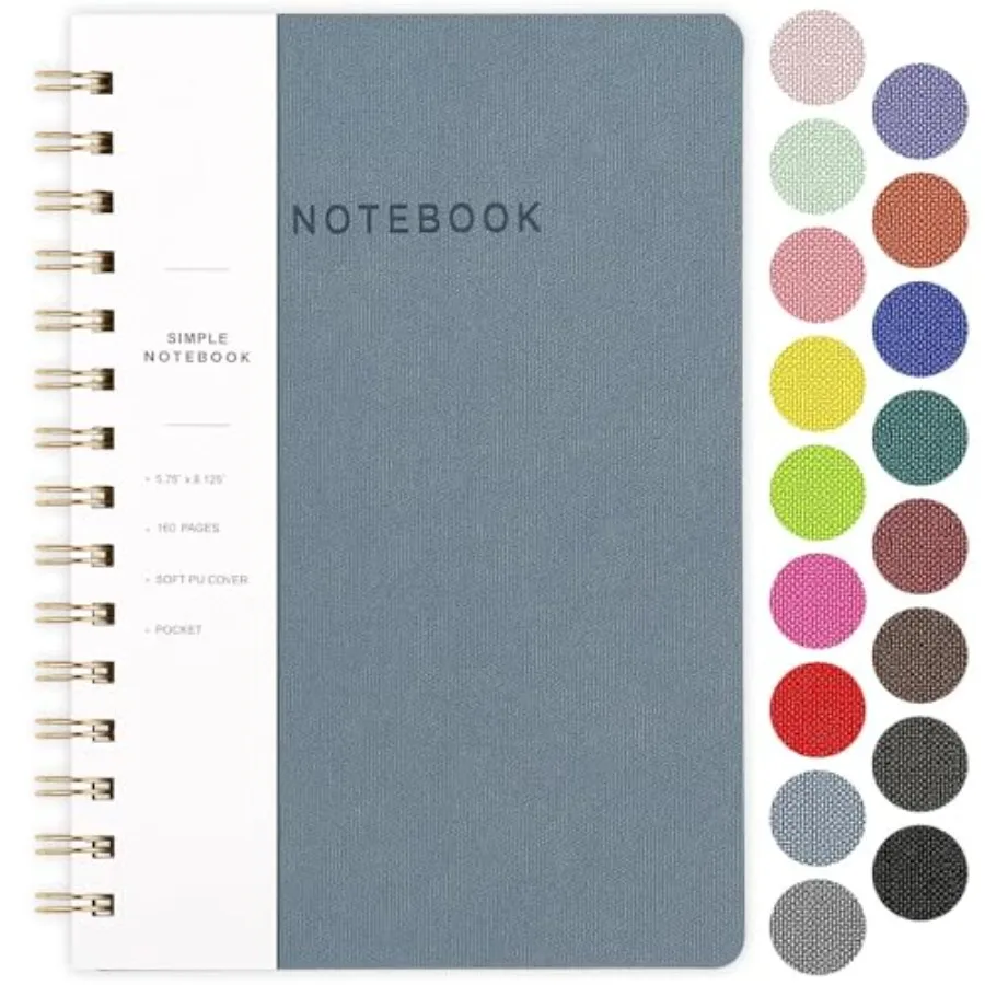 Spiral Notebook-5.75" x 8.125" College Ruled Journal with Inner Pockets and 160 Pages, PU Leather Cover Business Journal, Twin-
Spiral Notebook-5.75" x 8.125" College Ruled Journal with Inner Pockets and 160 Pages, PU Leather Cover Business Journal, Twin-