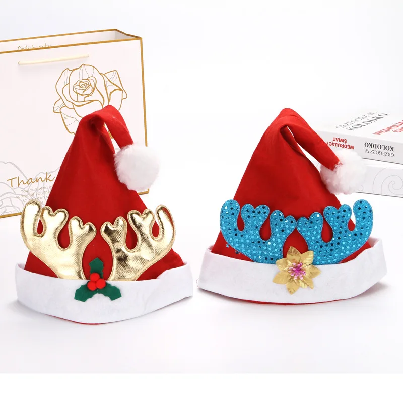 Red Plush Santa Claus Hat Sequin Gold And Blue Elk Antler Christmas Hat Christmas Party Decoration Performance Props
Red Plush Santa Claus Hat Sequin Gold And Blue Elk Antler Christmas Hat Christmas Party Decoration Performance Props