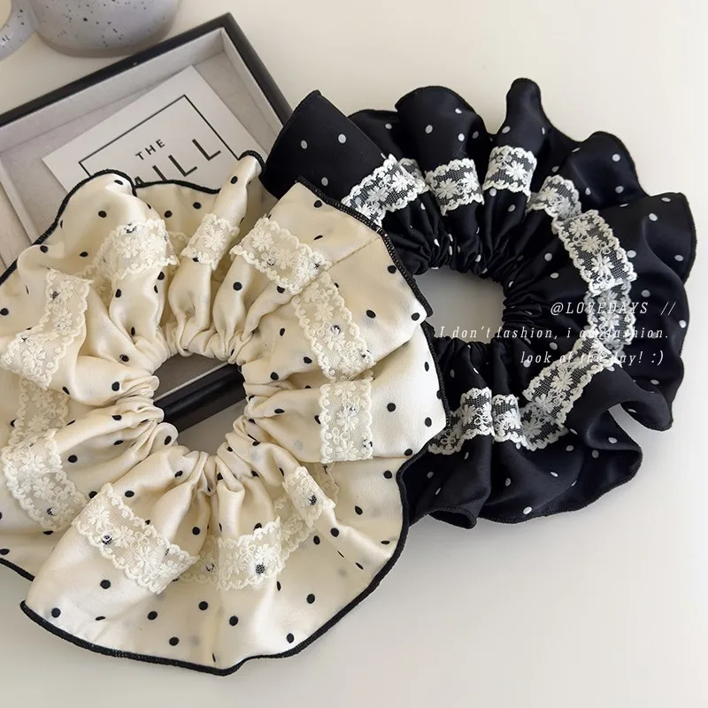 Scrunchie Black White Polka Dot Lace Satin Oversized French Vintage Elegant Hair Tie for Women Soft Premium Durable Daily
Scrunchie Black White Polka Dot Lace Satin Oversized French Vintage Elegant Hair Tie for Women Soft Premium Durable Daily