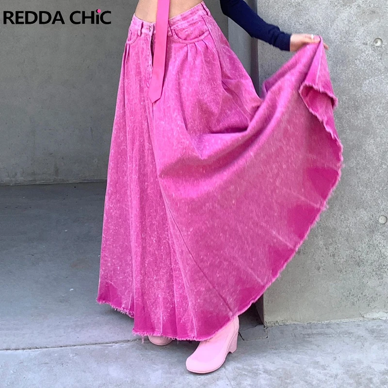 Розовая Женская джинсовая плиссированная юбка ReddaChic, макси-юбка с завышенной талией, напольная длинная юбка в Корейском стиле ретро Y2k
Розовая Женская джинсовая плиссированная юбка ReddaChic, макси-юбка с завышенной талией, напольная длинная юбка в Корейском стиле ретро Y2k