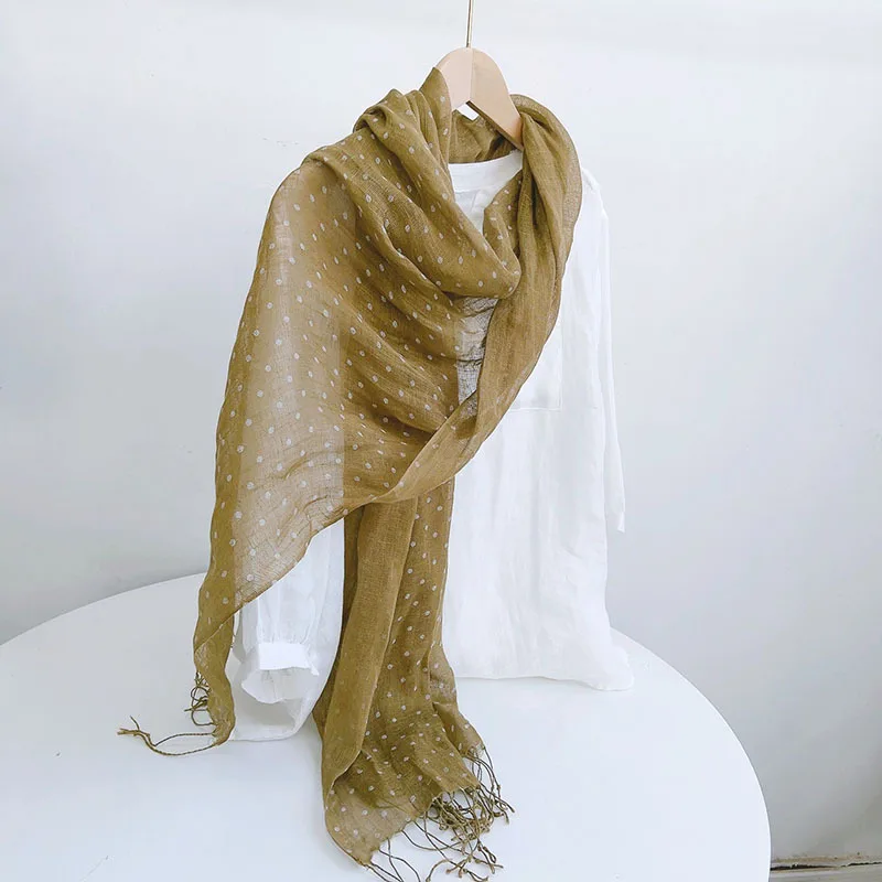 Scarf Women Linen Long Dots Wrap Shawl Summer Sun Protection Breathable Accessory For Neck Warm Spring Beach Outdoor
Scarf Women Linen Long Dots Wrap Shawl Summer Sun Protection Breathable Accessory For Neck Warm Spring Beach Outdoor