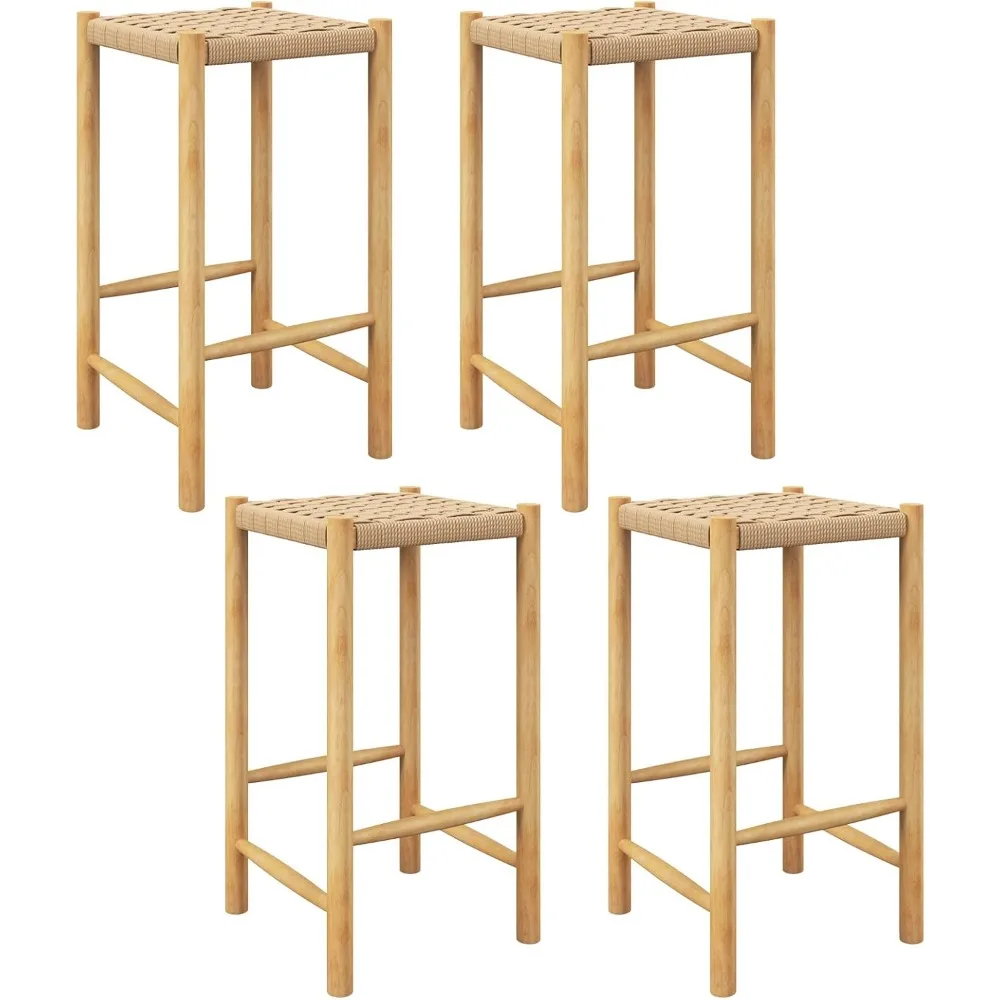 26" Counter Height Wood Bar Stools Set of 4, Boho Rattan Barstools, Max Load 330 Lbs, Armless Saddle Kitchen Stools, Backless W
26" Counter Height Wood Bar Stools Set of 4, Boho Rattan Barstools, Max Load 330 Lbs, Armless Saddle Kitchen Stools, Backless W
