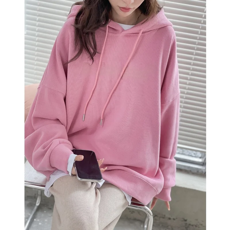 Thiened Fce Lined Embroidered Dstring Hooded Loose Mid-Length Sweatirt Color Autumn Winter Women's 562
Thiened Fce Lined Embroidered Dstring Hooded Loose Mid-Length Sweatirt Color Autumn Winter Women's 562
