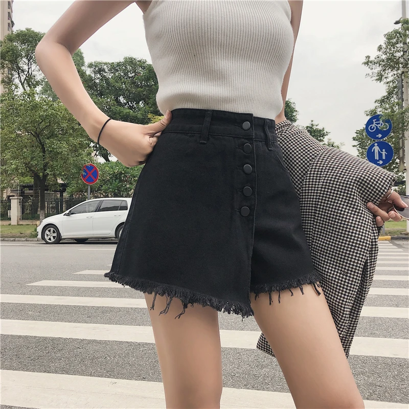 High Waist Black Denim Short Pants Women's Summer Thin Korean Version Large Size Slim A-Line Wide Leg Pants Skirt
High Waist Black Denim Short Pants Women's Summer Thin Korean Version Large Size Slim A-Line Wide Leg Pants Skirt