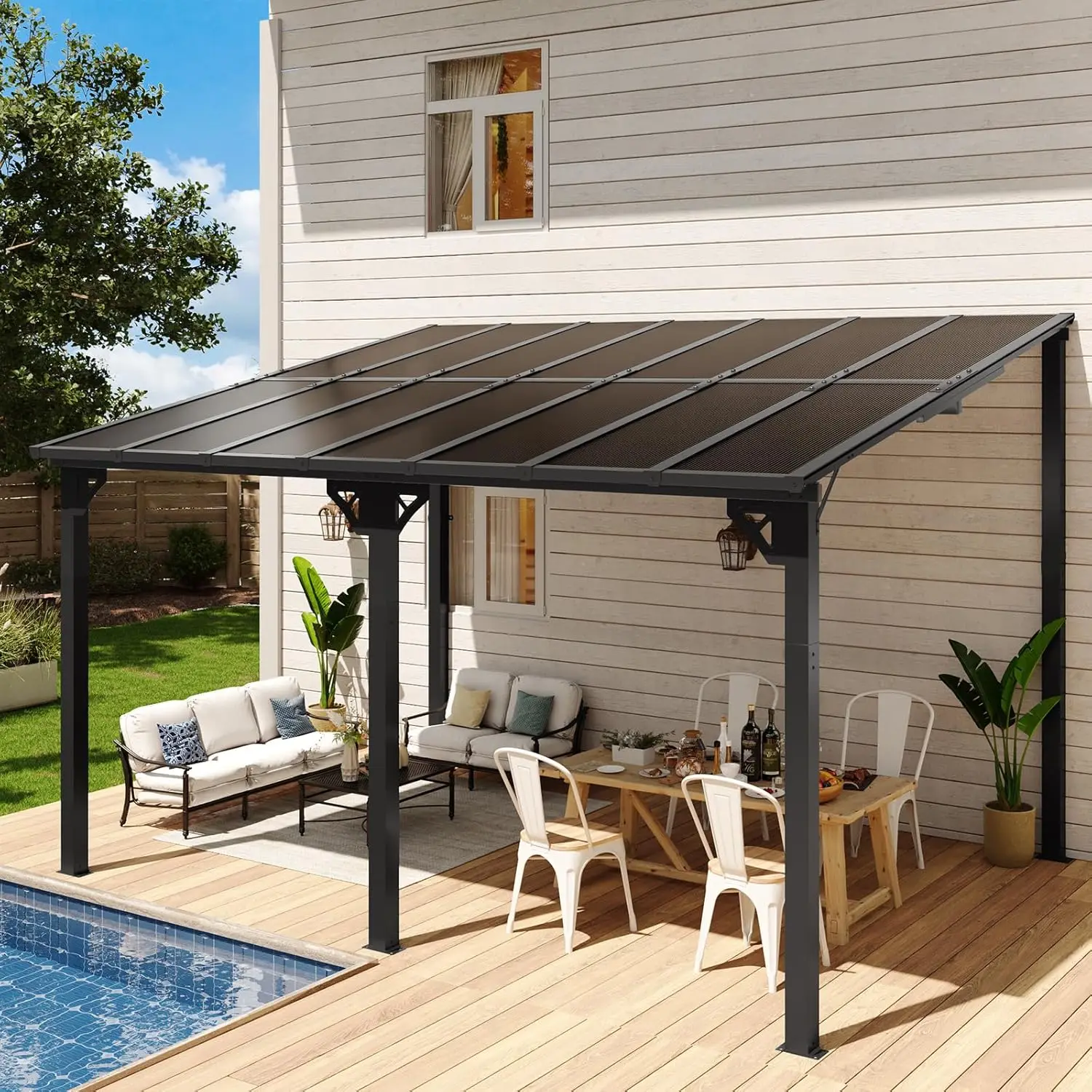 14' x 10' Gazebo for Patio, Lean to Gazebo Pergola with Sloped Roof, Large Wall-Mounted Heavy Duty Awnings, for, Customized
14' x 10' Gazebo for Patio, Lean to Gazebo Pergola with Sloped Roof, Large Wall-Mounted Heavy Duty Awnings, for, Customized