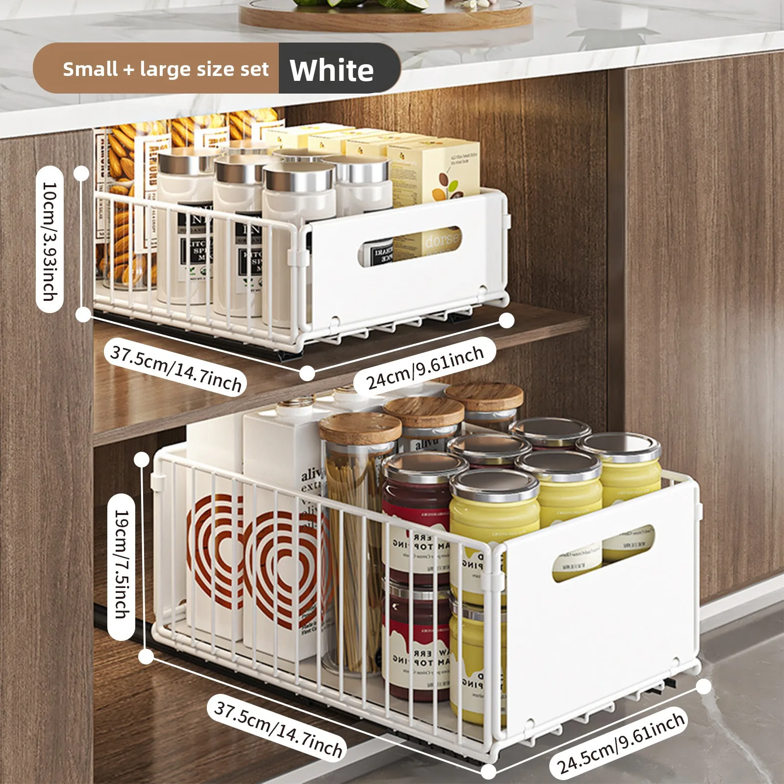 Built-in pull basket in cabinet, multi-functional pull-out snack storage rack, household kitchen sink lower shelf, no punching
Built-in pull basket in cabinet, multi-functional pull-out snack storage rack, household kitchen sink lower shelf, no punching