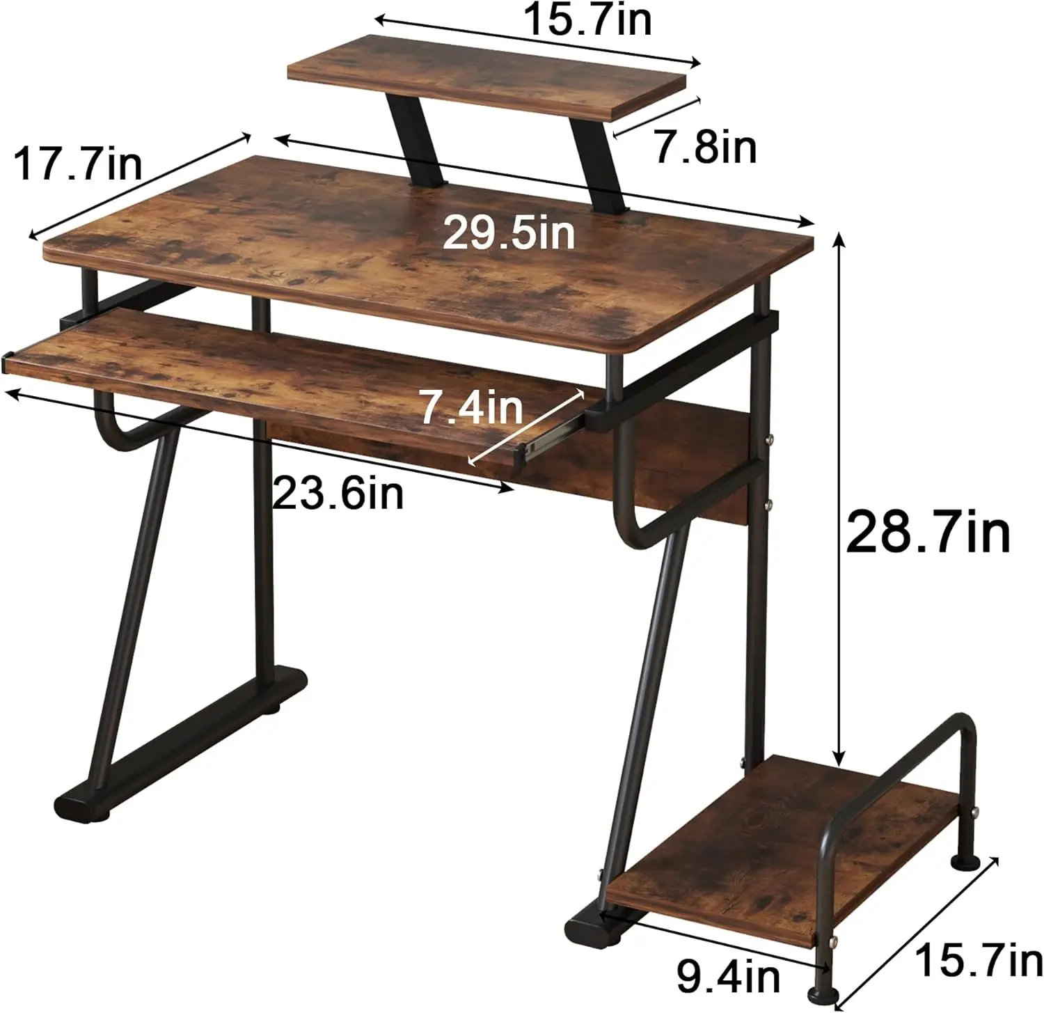 Gaming/Computer Desk, Home Office Small Desk with Monitor Stand, Rustic Writing Desk, Dismountable Computer Tower Stand
Gaming/Computer Desk, Home Office Small Desk with Monitor Stand, Rustic Writing Desk, Dismountable Computer Tower Stand
