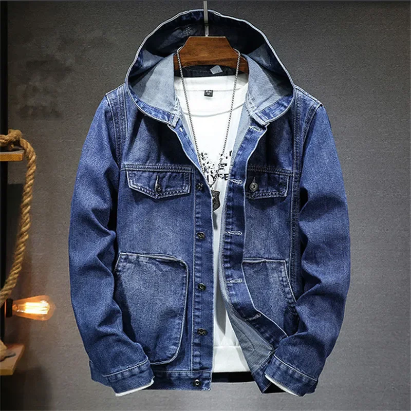 Autumn Men's Hooded Denim Jacket Windproof Casual Coats Male Large Pocket Sports Denim Jackets Solid Fashion Streetwear
Autumn Men's Hooded Denim Jacket Windproof Casual Coats Male Large Pocket Sports Denim Jackets Solid Fashion Streetwear