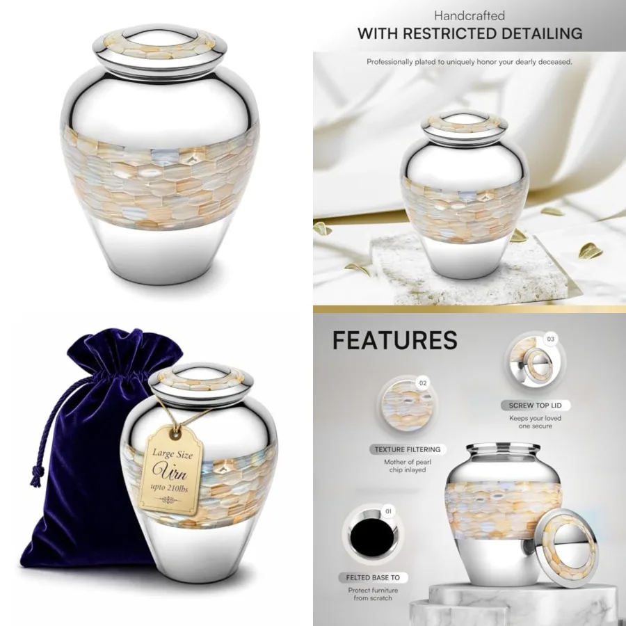 Brass Mother of Large Cremation Urns for Human Ashes Adult Size Male Female Funeral Memorial Urns for Mom Dad Son Men Women wit
Brass Mother of Large Cremation Urns for Human Ashes Adult Size Male Female Funeral Memorial Urns for Mom Dad Son Men Women wit