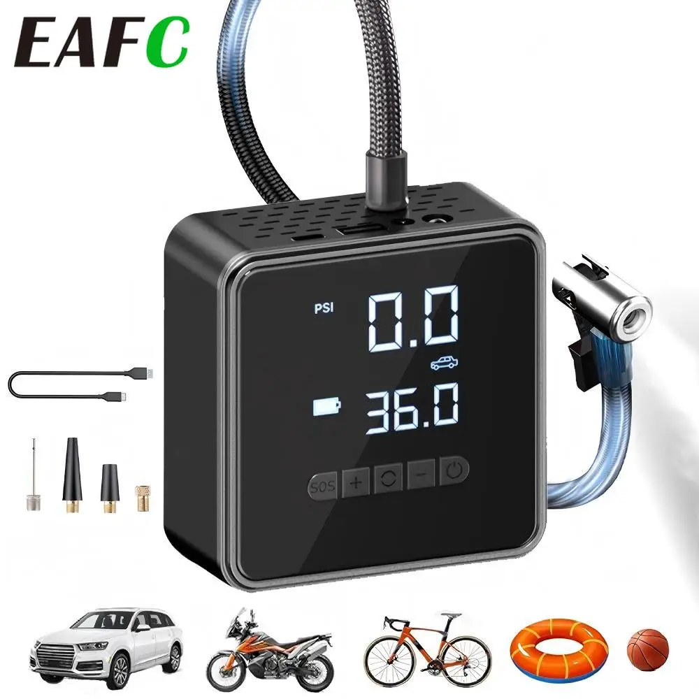 EAFC беспроводной автомобильный насос для накачивания шин, перезаряжаемый электрический насос для 150PSI, автомобильный цифровой воздушный компрессор, велосипедный шариковый насос для накачивания
EAFC беспроводной автомобильный насос для накачивания шин, перезаряжаемый электрический насос для 150PSI, автомобильный цифровой воздушный компрессор, велосипедный шариковый насос для накачивания