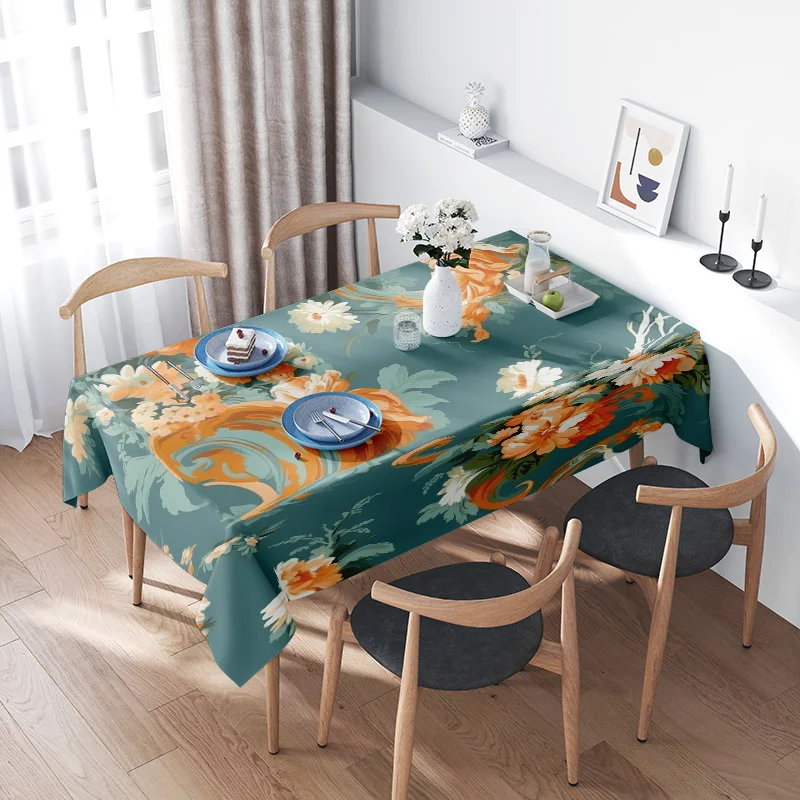 Green Blue Floral Dining Tablecloth Premium Polyester Kitchen Cover for Home Decor Multicolored Table Linens with Elegant Flower
Green Blue Floral Dining Tablecloth Premium Polyester Kitchen Cover for Home Decor Multicolored Table Linens with Elegant Flower