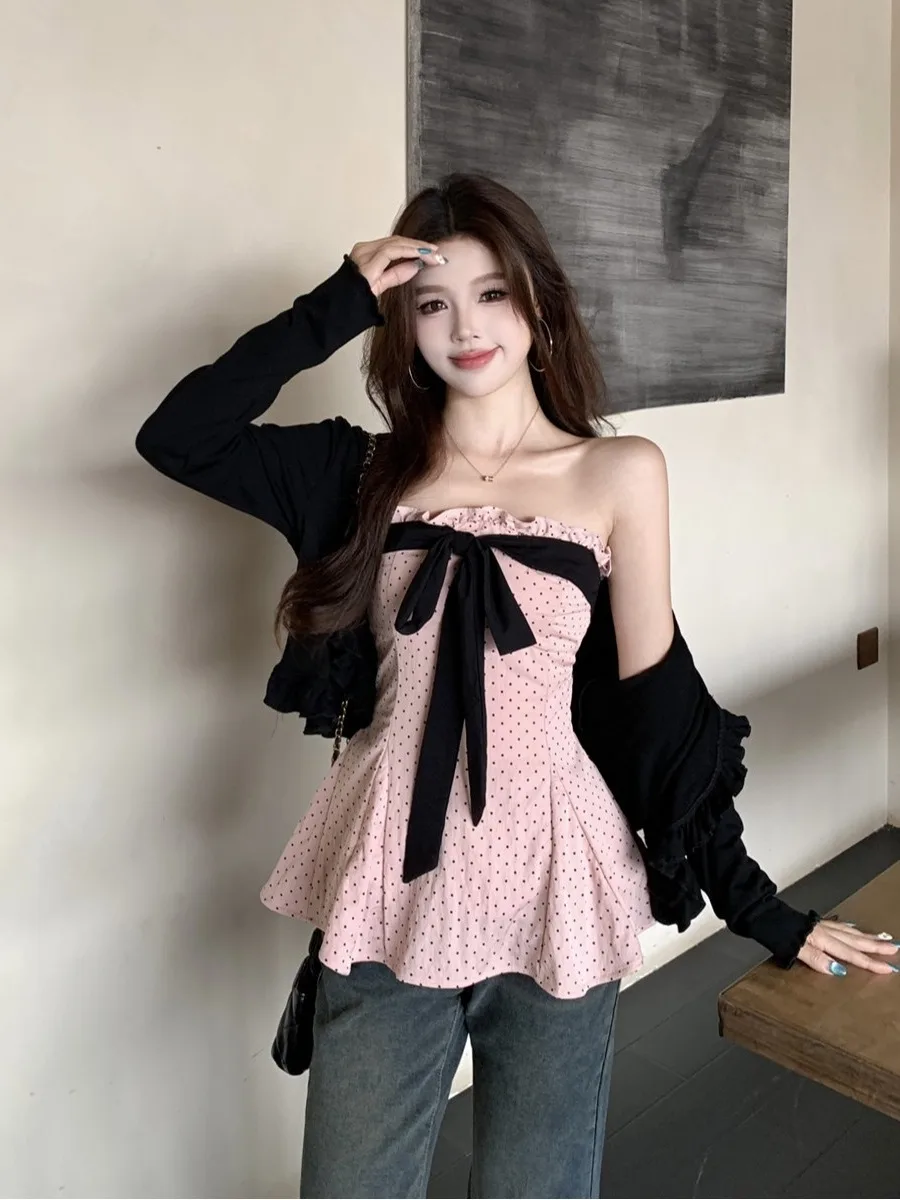 Summer 2006 plus Size Sweet Sexy Fat MM Meat Conceal Thin American Retro Polka Dot Pink Wrap Chest Shirt Women's Fashion Set
Summer 2006 plus Size Sweet Sexy Fat MM Meat Conceal Thin American Retro Polka Dot Pink Wrap Chest Shirt Women's Fashion Set