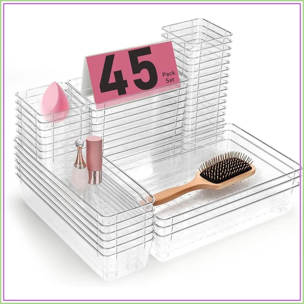 45P Clear Drawer Organizers, Modular Storage Trays for Kitchen & Desk, BPA-Free Plastic Dividers
45P Clear Drawer Organizers, Modular Storage Trays for Kitchen & Desk, BPA-Free Plastic Dividers