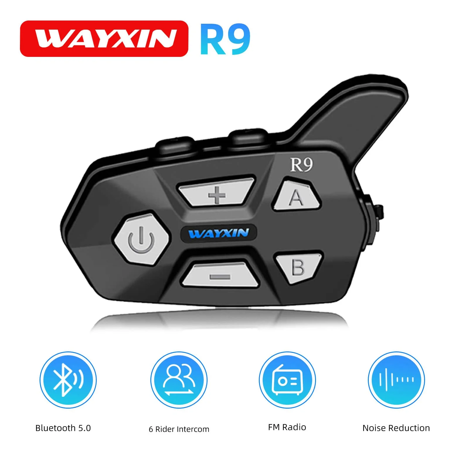 WAYXIN R9 Helmet Headset Motorcycle Intercom 6 Rider Talking Same Time 1500M For Bluetooth Universal Pairing Fm Radio IP67 1Pcs
WAYXIN R9 Helmet Headset Motorcycle Intercom 6 Rider Talking Same Time 1500M For Bluetooth Universal Pairing Fm Radio IP67 1Pcs
