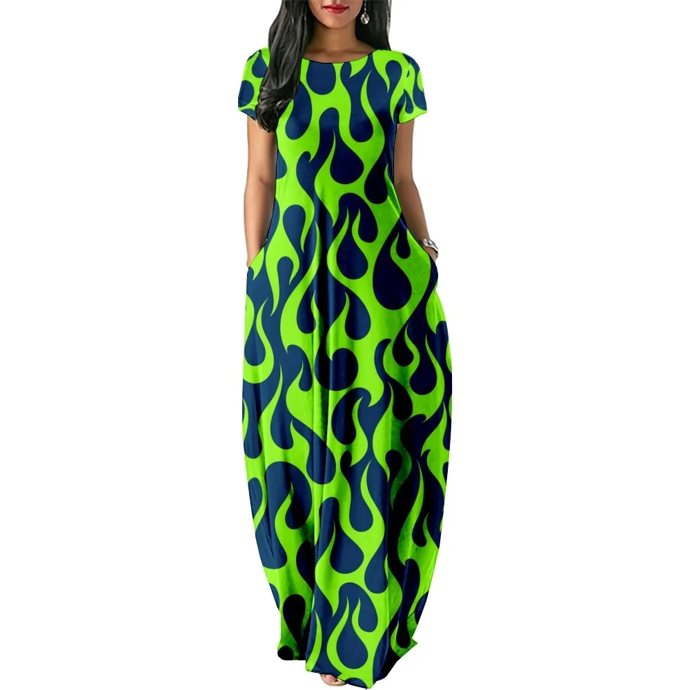 Fire Flames Print Women Casual Short Sleeve Dress Loose Long Double Pocket Beach Vacation Woman Dress
Fire Flames Print Women Casual Short Sleeve Dress Loose Long Double Pocket Beach Vacation Woman Dress