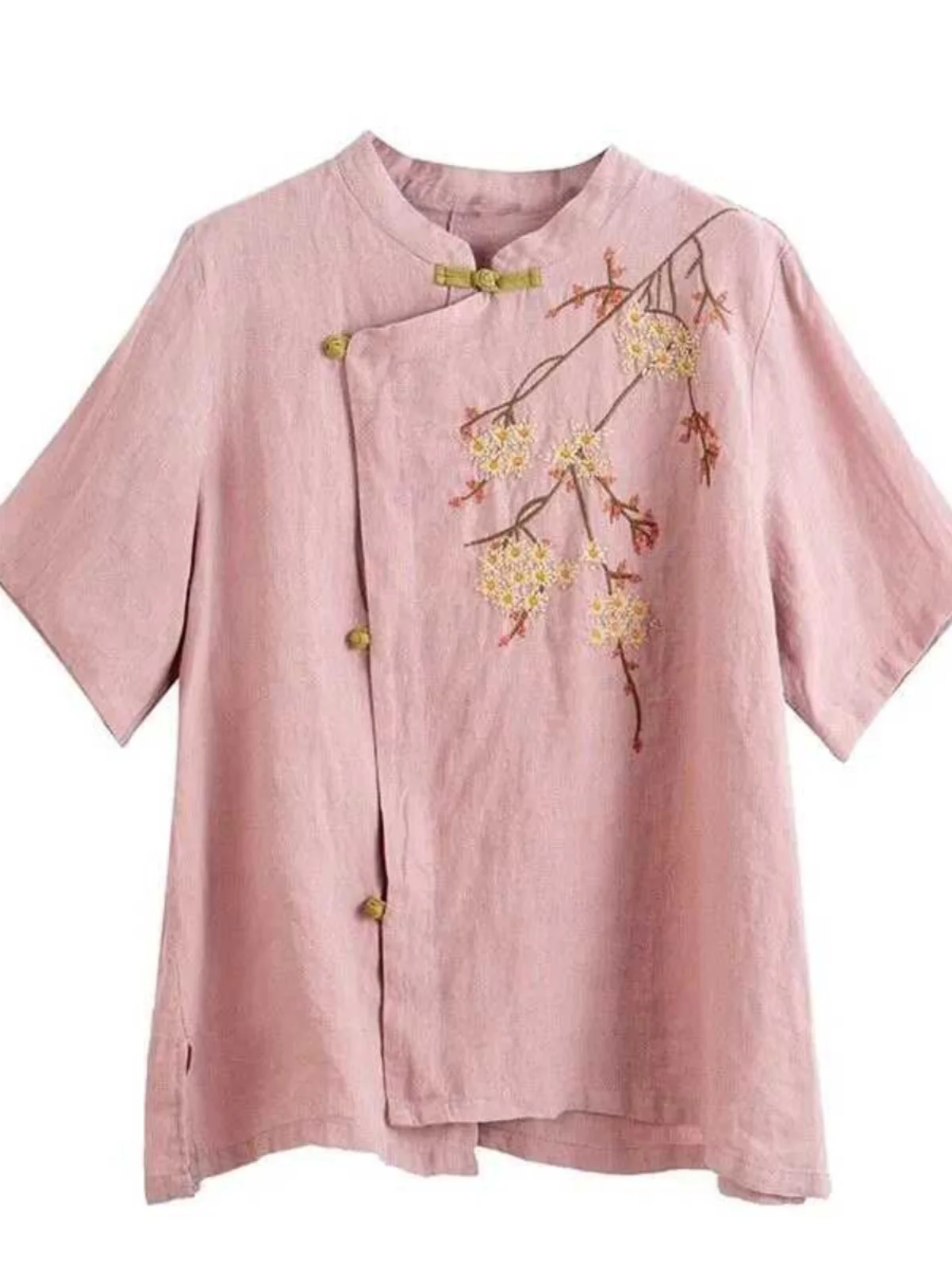 Women's Cotton Linen Short Sleeve Loose Fit T-Shirt Korean Style Commute Fashion Summer Artistic Retro Ethnic Women's Shirt
Women's Cotton Linen Short Sleeve Loose Fit T-Shirt Korean Style Commute Fashion Summer Artistic Retro Ethnic Women's Shirt