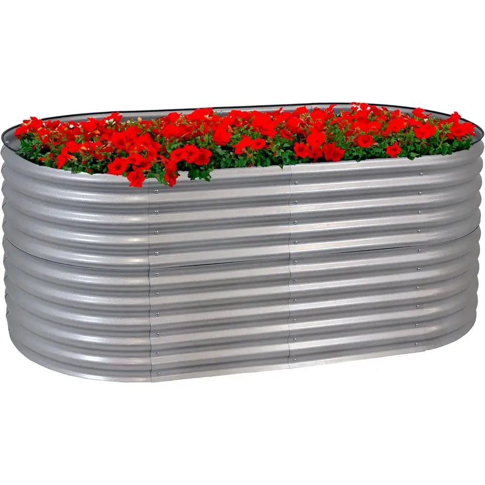 79-Inch Stackable Oval Steel Garden Bed Kit with Rubber Edge Trim - Silver
79-Inch Stackable Oval Steel Garden Bed Kit with Rubber Edge Trim - Silver