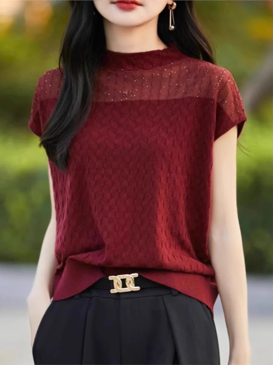 Ele Otago Knitted Vest Women's High-End Svel Sweater Micro-Transparent Base irt Top with Rhinestone Detail
Ele Otago Knitted Vest Women's High-End Svel Sweater Micro-Transparent Base irt Top with Rhinestone Detail