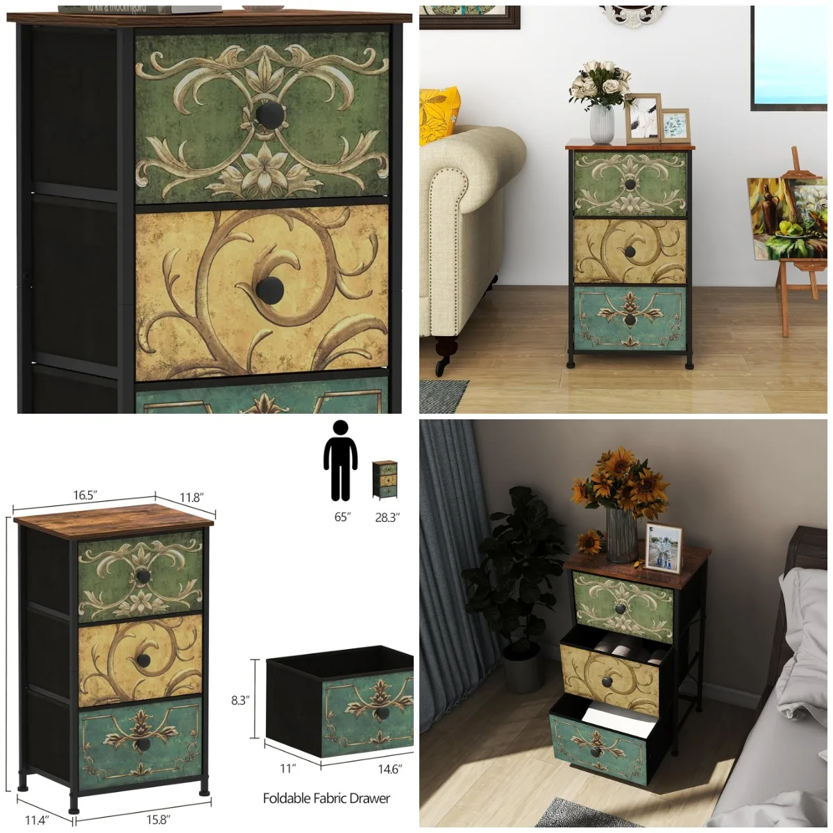 Retro Flower Small Dresser, 3-Drawer Slim Nightstand for Bedroom, Living Room, Entryway, Closet Storage
Retro Flower Small Dresser, 3-Drawer Slim Nightstand for Bedroom, Living Room, Entryway, Closet Storage