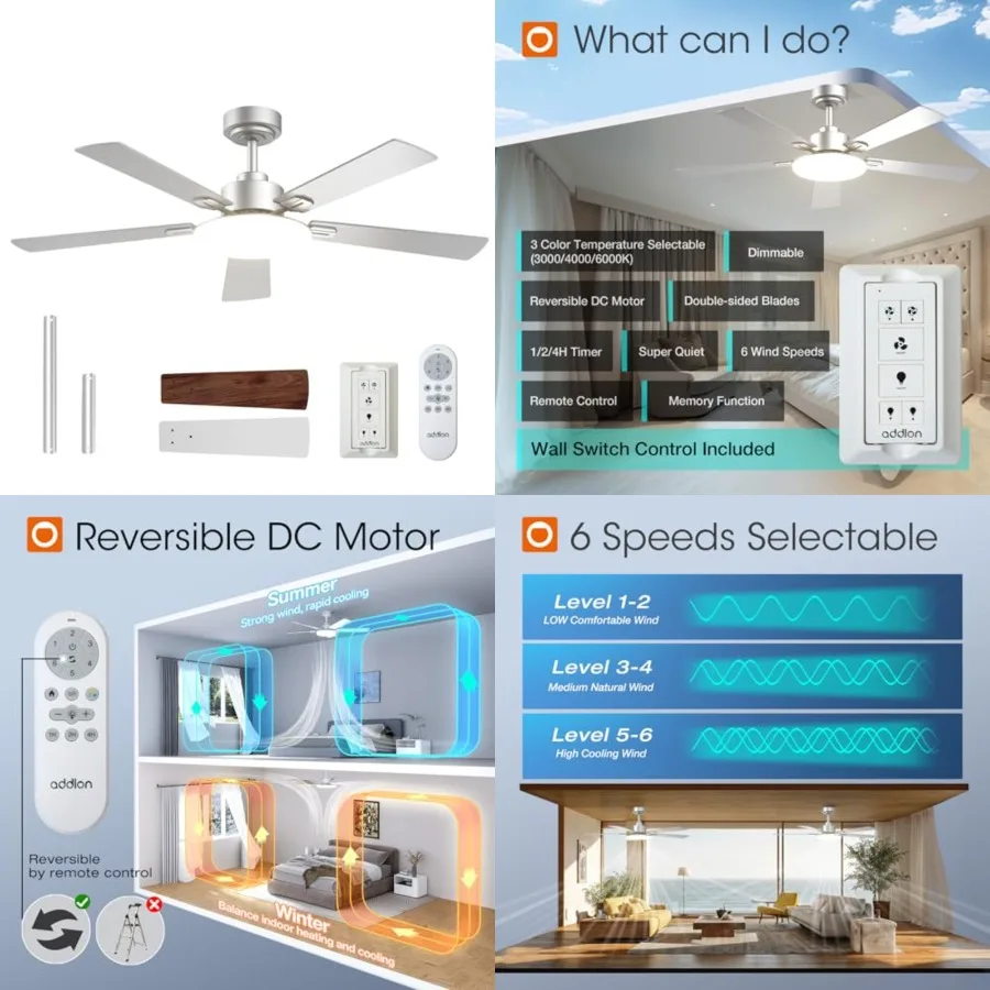 Ceilg Fans with Lights, Ceiling fan with Light and Remote Control, Reversible, 3CCT, Dimmable, Noiseless, Ceilg Fan for Bedroom
Ceilg Fans with Lights, Ceiling fan with Light and Remote Control, Reversible, 3CCT, Dimmable, Noiseless, Ceilg Fan for Bedroom