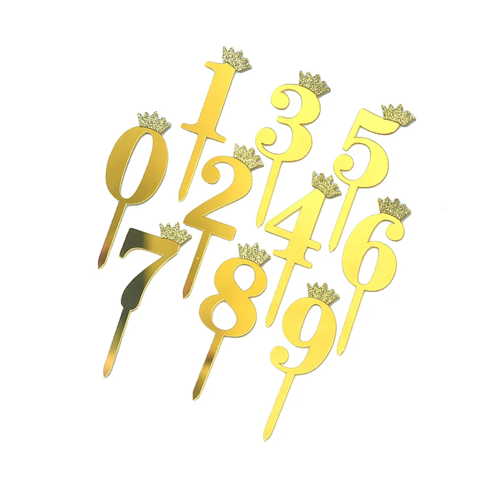 10pcs Crown Shaped Acrylic Cake Inserts Gold Number Toppers Birthday Fruitcake Decor Dessert Party Accessories Cake Decorations
10pcs Crown Shaped Acrylic Cake Inserts Gold Number Toppers Birthday Fruitcake Decor Dessert Party Accessories Cake Decorations