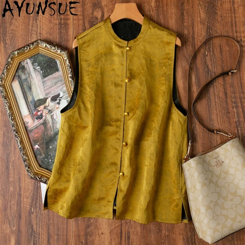 AYUNSUE Xiangyunsha Silk Women's Tanks Chinese Style Sleeveless Tops for Woman Reversible Tanks Top Woman Clothes Топ Женский
AYUNSUE Xiangyunsha Silk Women's Tanks Chinese Style Sleeveless Tops for Woman Reversible Tanks Top Woman Clothes Топ Женский