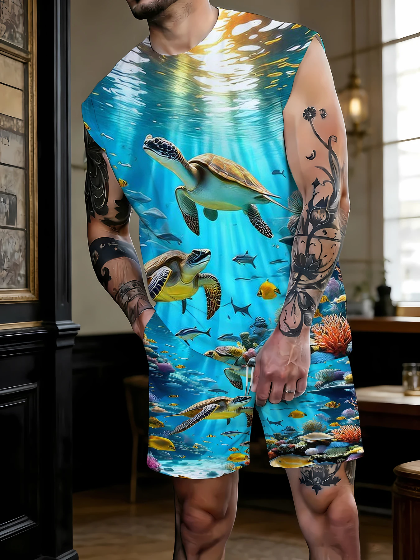 Men's Casual Tank Top and Shorts Set Wrinkle-Free Polyester Soft Loungewear Homewear Standard Size
Men's Casual Tank Top and Shorts Set Wrinkle-Free Polyester Soft Loungewear Homewear Standard Size