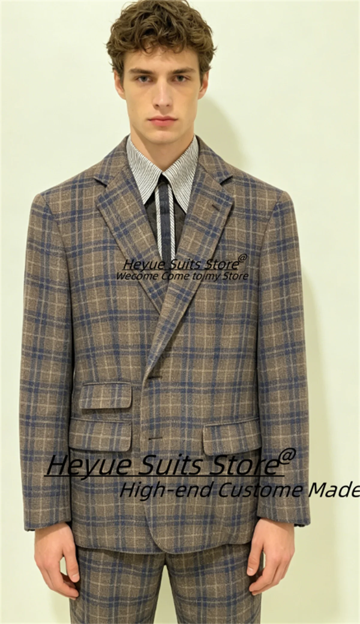 Retro Classic Plaid Men Suits Customized Slim Fit Notched Lapel Groom Wedding Tuxedos Male Formal Blazers trajes para hombre
Retro Classic Plaid Men Suits Customized Slim Fit Notched Lapel Groom Wedding Tuxedos Male Formal Blazers trajes para hombre