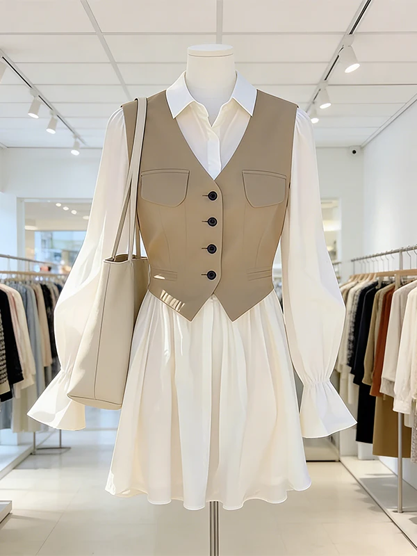Spring 2026 New Style Large Size Short Vest Fake Two-Piece Dress Casual Comfortable Breathable Loose Fit Long Sleeve Dress
Spring 2026 New Style Large Size Short Vest Fake Two-Piece Dress Casual Comfortable Breathable Loose Fit Long Sleeve Dress