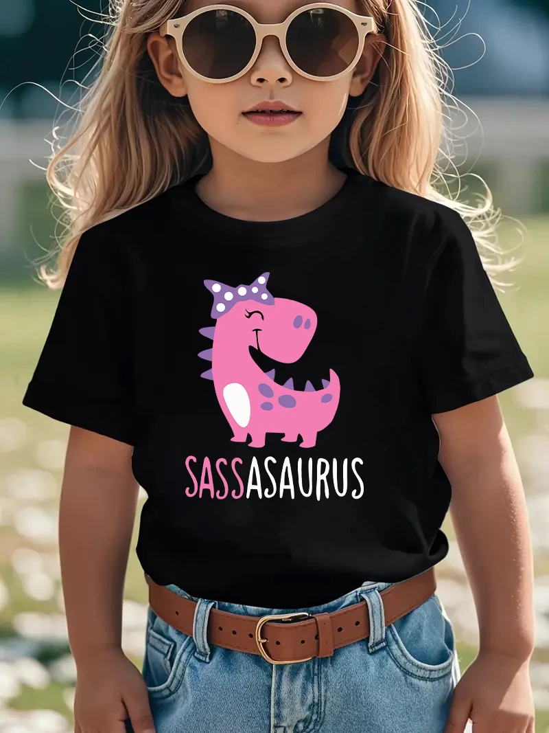 Children's Pink Cartoon Dinosaur Printed T-Shirt - Sweet And Cool Sassasaurus - Regular Short-Sleeved - Cute Casual Top
Children's Pink Cartoon Dinosaur Printed T-Shirt - Sweet And Cool Sassasaurus - Regular Short-Sleeved - Cute Casual Top