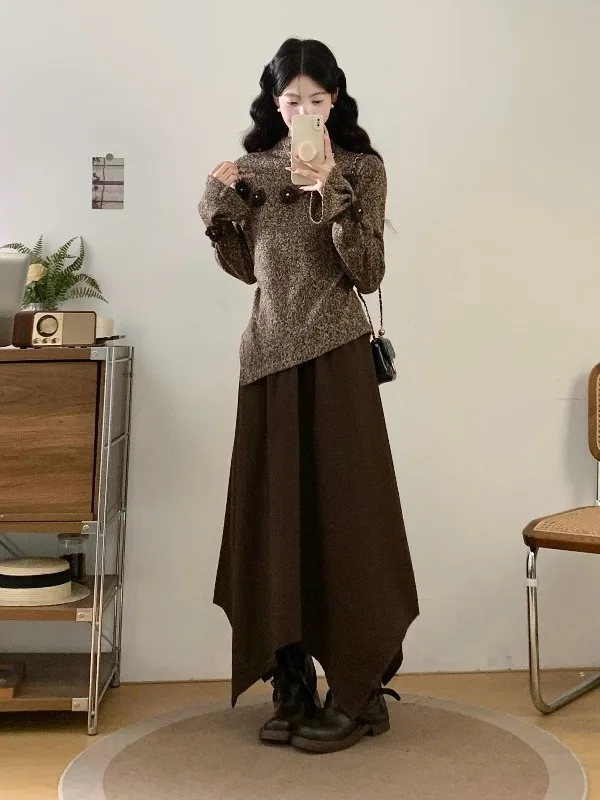 Комплект из двух предметов: удлиненный топ и юбка больших размеров для осени и зимы, облегающий, с эффектом утончения, в стиле люкс, повседневный модный ансамбль
Комплект из двух предметов: удлиненный топ и юбка больших размеров для осени и зимы, облегающий, с эффектом утончения, в стиле люкс, повседневный модный ансамбль