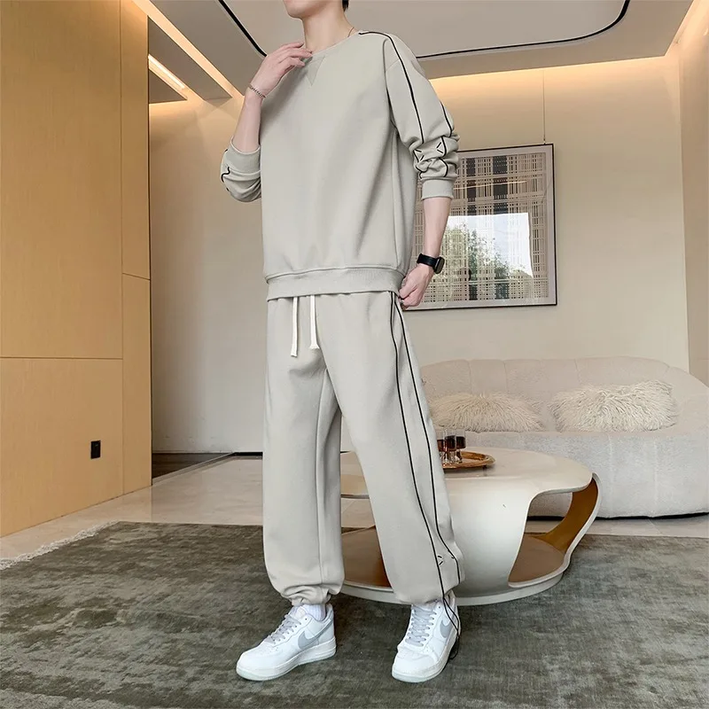 Men Minimalist Side Line Crewneck Sweatshirt Drawstring Jogger Pants Casual Two Piece Outfit Spring Autumn
Men Minimalist Side Line Crewneck Sweatshirt Drawstring Jogger Pants Casual Two Piece Outfit Spring Autumn