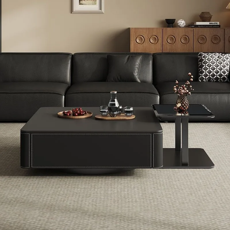 Black beige square saddle leather minimalist coffee table light luxury simple household size square
Black beige square saddle leather minimalist coffee table light luxury simple household size square
